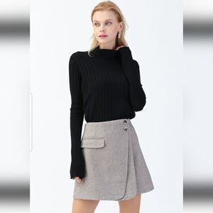 CHICWISH Double-Flap Wool blend Mini skirt NWOT